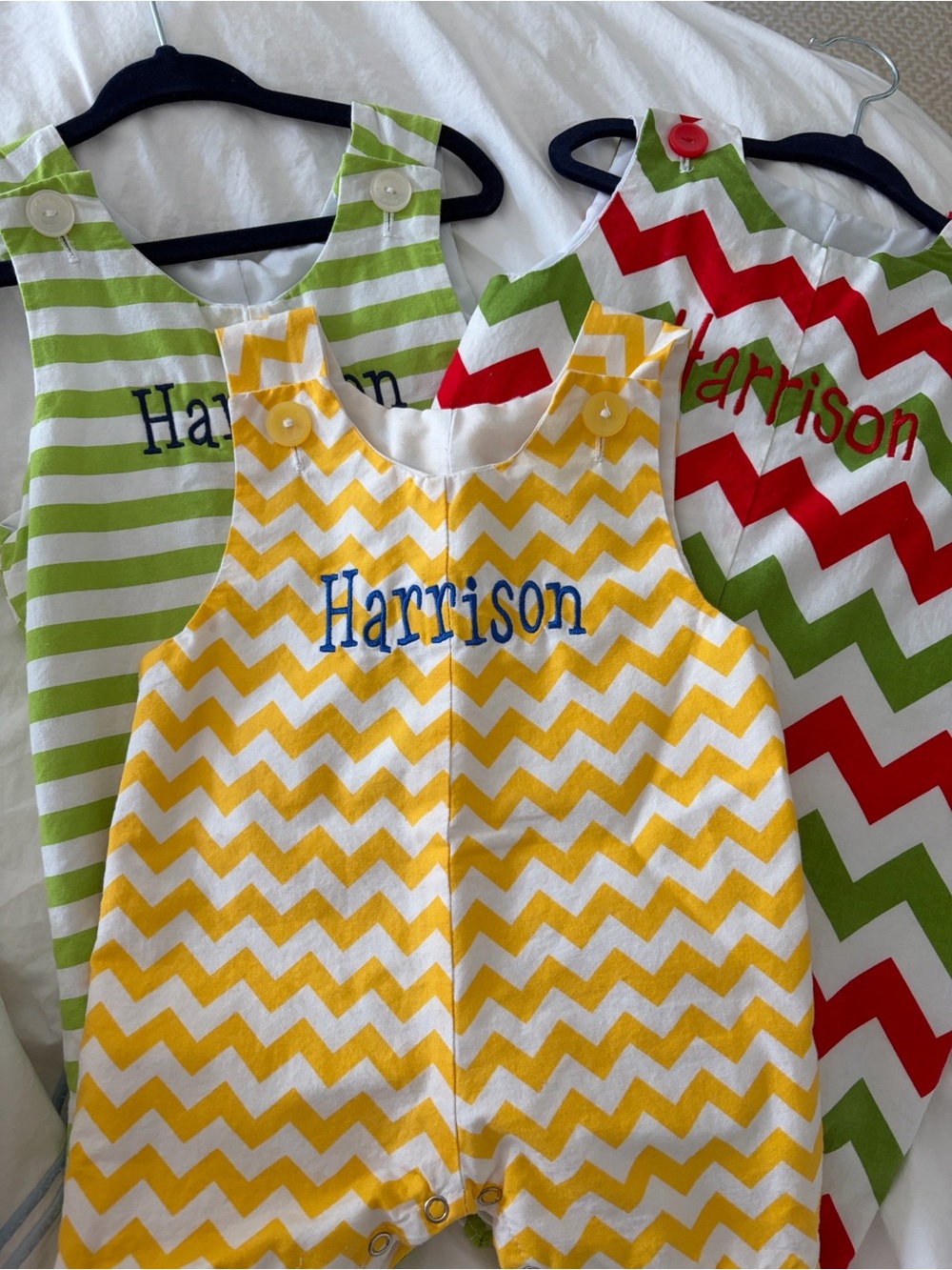 Set of 3 personalized baby rompers (Harrison)